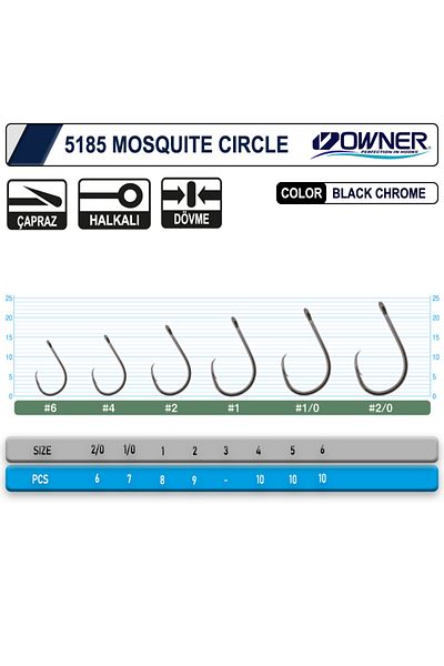 Owner 5185 Mosquito Circle Black Chrome Fly Needle No. 4