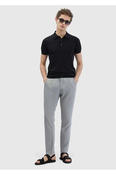 Ramsey Black Polo Neck 100% Cotton Knitwear Sweater