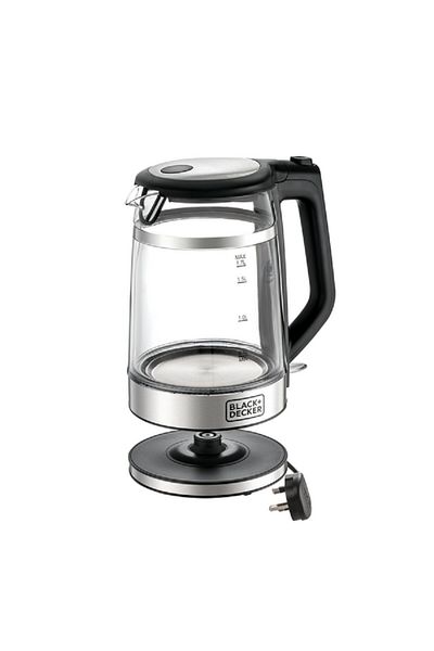 Black&Decker 2200W Cordless Design Double Wall Glass Kettle Clear and Black 1.7 Liter