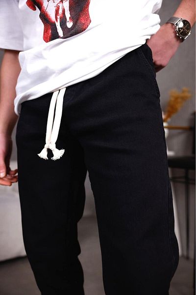 Oksit Zessi Slim Fit Lycra Jeans Jogger Pants with Elasticated Legs and Waist