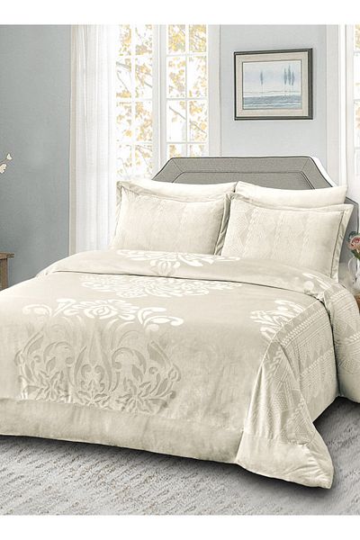 Master Home Textile Velvet Comforter Sets, 5 Pcs Single Size, Fits 120 x 200 cm Single Size Bed, With Removable Filling