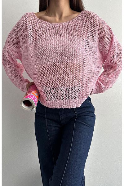 fujya Insect Knitted Pink Transparent Sweater