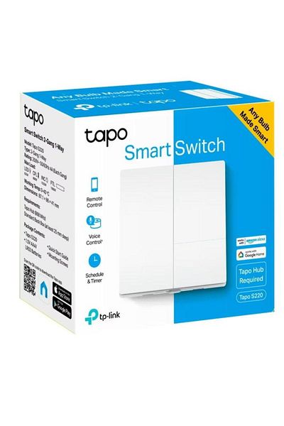 TP-LINK Intrerupator inteligent dublu TP-Link Tapo S220, Wi-Fi (Alb)