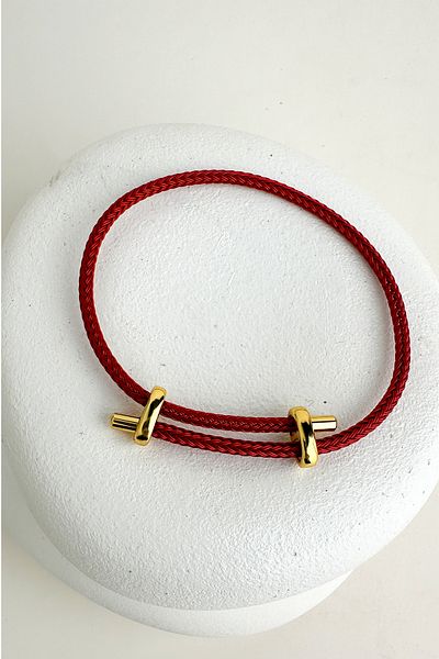 Modex Colorful Knitted Rope Steel Plate Detail Adjustable Bracelet
