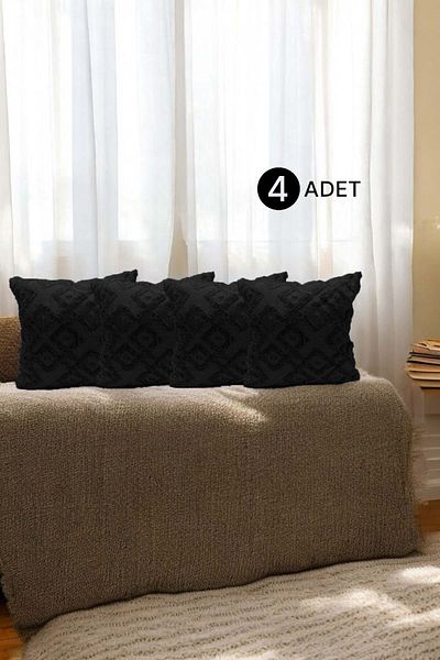 Mislina Home Διακοσμητική Μαξιλαροθήκη Bohemian 4 τεμαχίων Μαξιλαροθήκη 45x45 cm Μαύρη