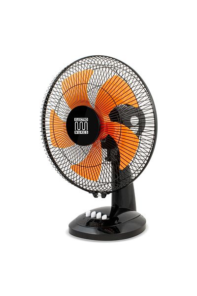 Electromures Ventilator de birou EM 2002, Putere 40W, 3 viteze, Oscilație 90° dreapta-stânga, Diametru 30cm, Negru