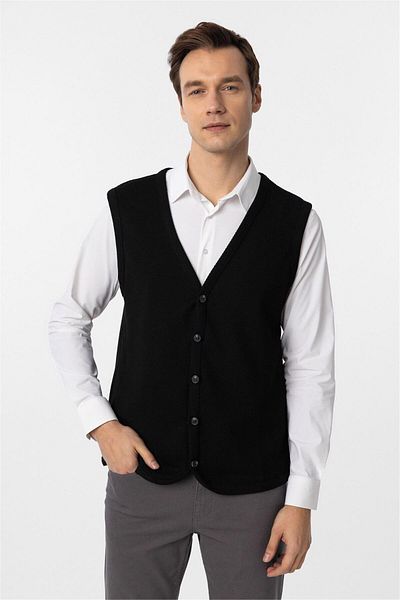SÜVARİ Regular Fit Quilted Patterned V-Neck Vest