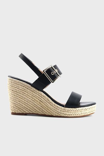 Nine West Double Strap Straw Wedge Heeled Shoes Shoes Oprah 5Fx