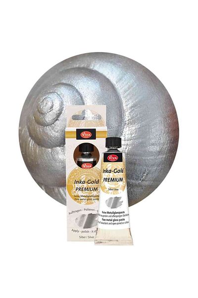 Viva Decor Intense effect metallic paint, absorbent surfaces Inka-Gold Premium, VIVA DECOR, 40g Silver