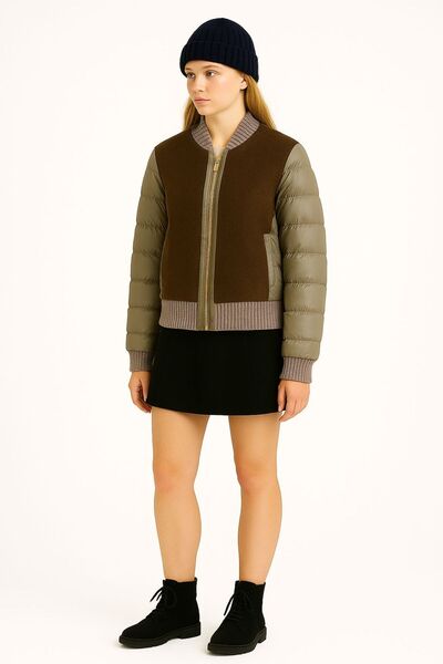 The Velavois Women's Wool Detailed Puffer Coat