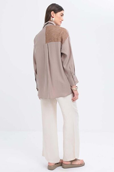 ALLDAY Mink-Mesh Garnished Shirt