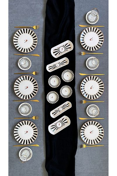 Erbaşlar Love Bird Black Round 20 Piece Luxury Breakfast Set for 6 People Breakfast Set