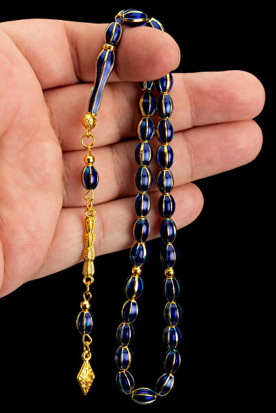 EHİNOS Altın Lacivert Özel Tasarım Metal Tesbih