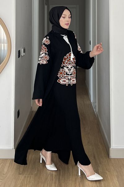 SaklıButik Nefha Large Embroidery Tassel Dress Sk-8534