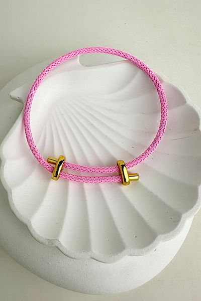 Modex Colorful Knitted Rope Steel Plate Detail Adjustable Bracelet