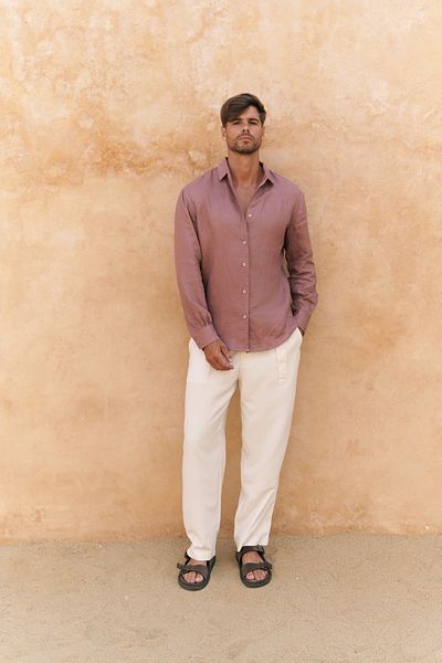BOHEMAİ Ανδρικό πουκάμισο Ottavia Light Claret Red Oversize