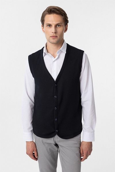 SÜVARİ Regular Fit Quilted Patterned V-Neck Vest