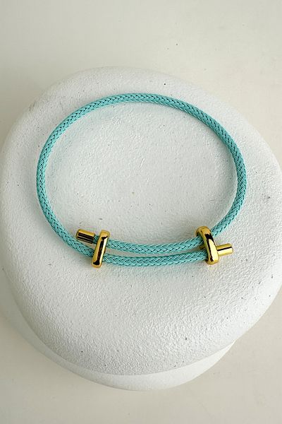 Modex Colorful Knitted Rope Steel Plate Detail Adjustable Bracelet