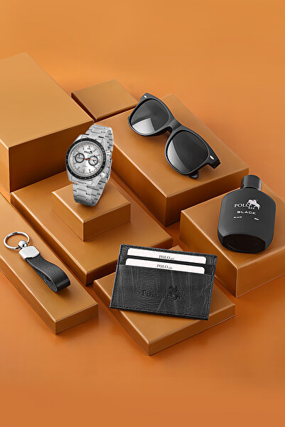 Polo Air Erkek Kol Saati Gözlük Parfüm Kartlık Anahtarlık Kombin Gümüş Renk P...