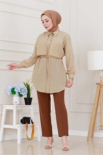 Sevitli Δαντέλα στη μέση Allerli Stone Tunic-Μπεζ