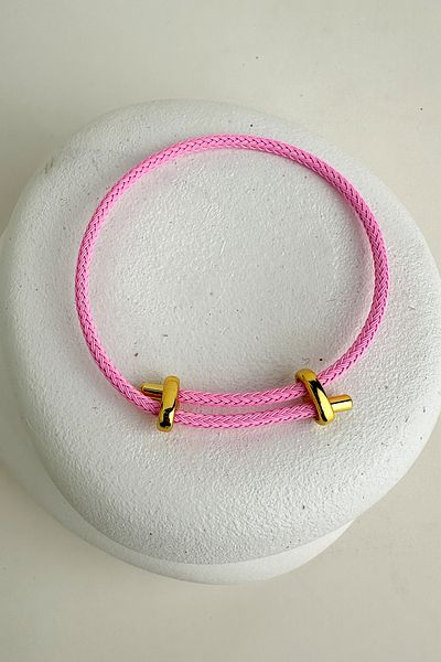 Modex Colorful Knitted Rope Steel Plate Detail Adjustable Bracelet