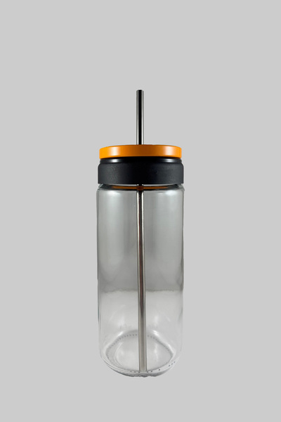 SİHİRLİ AYAKLAR Colored Vacuum Lid Metal Straw Glass Jar Cup 0.5ml