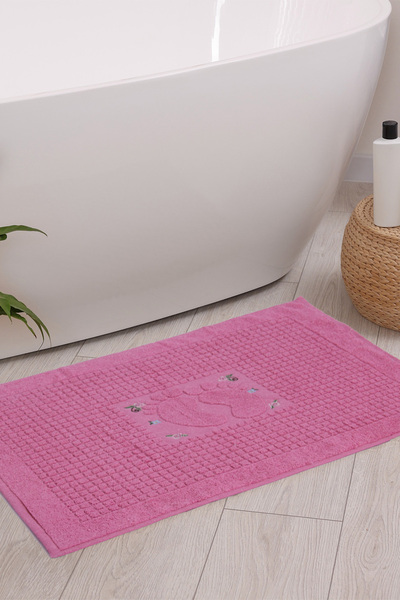 Homedius Bath Floral Cotton Foot Towel 50X70Cm Pink Set of 2