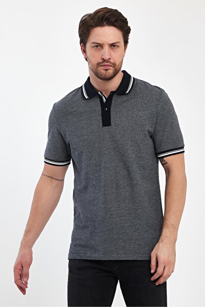 yakamor Ανδρικό μπλουζάκι με λαιμόκοψη πόλο από ζακάρ πικέ