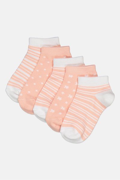 Bebe Toddlers Girl 5 Pairs Allover Print Ankle Socks, Multicolor