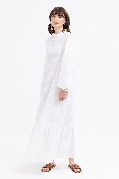 ALLDAY White Embroidery Detailed Skirt Ruffle Dress