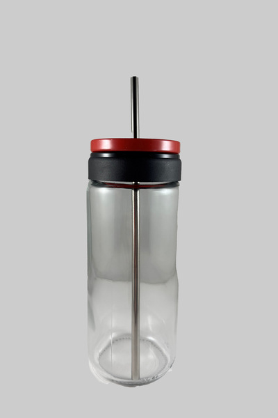 SİHİRLİ AYAKLAR Renkli Vakumlu Kapaklı Metal Pipetli Cam Kavanoz Bardak 0,5ml