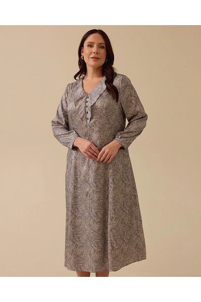 Gala-Xi Plus Size Print Dress with Ruffle Detail