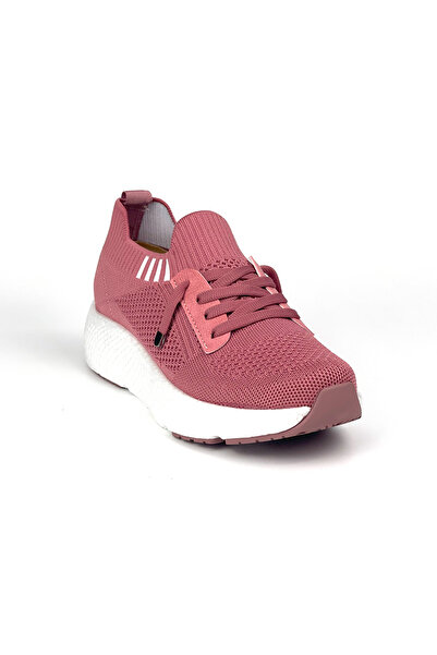 KAJILA Kadın Gül Kurusu Çok Hafif Triko Günlük Rahat Ortopedik Terletmeyen Spor Sneaker Ayakkabı