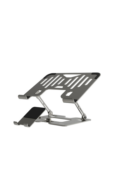 2'si 1 Arada Katlanabilir Laptop ve Telefon Standı, Ayarlanabilir Yükseklik/Açı, Karbon Çelik Stand