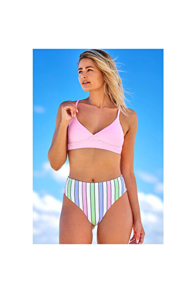 Lingerie Eross costum baie Stripped S Pink
