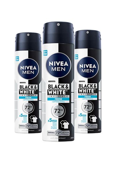 NIVEA Black & White Invisible Fresh, 200 ml x3PCS