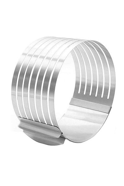 SIKS Adjustable Cake Ring, Stainless Steel, 6 Slicing Slots, Silver, 24 - 30 Cm