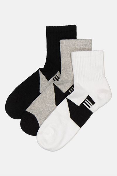RBX Men 3 Pairs Solid Quarter Socks, Multicolor