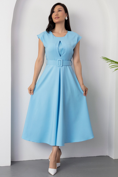 PULLIMM Φόρεμα με πλισέ λαιμόκοψη με ζώνη 2025-4236