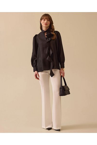 SEÇİL Stylish Blouse with Stand Collar Window Detail