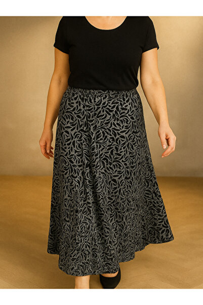 CTK Tekstil Beli lastikli büyük beden bedenli yün anne eteği (Rahat kalıp Yapışmaz)