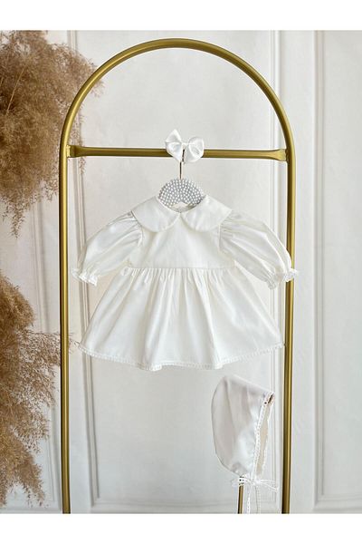 Hobidik Baby Girl White Baby Collar Dress