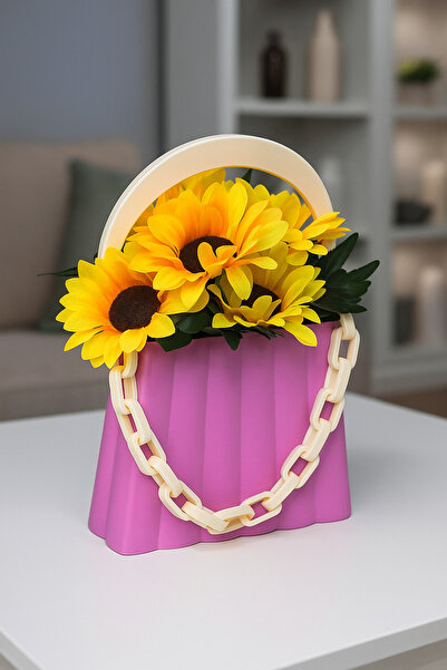 Asel Modern 3D Çanta Saksı Gibi Sergile, Çanta Gibi Taşı Çiçekler Fiyata Dahil Değildir