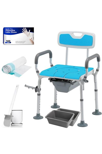 GABOS Scaun de toaletă portabil GABOS™, înălțime reglabilă, aluminiu și plastic durabil