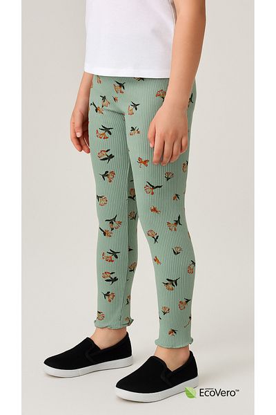 Kyex Pure Dots Girls Summer Floral Print Green Leggings