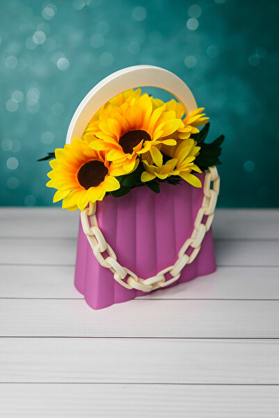 Asel Modern 3D Çanta Saksı Gibi Sergile, Çanta Gibi Taşı Çiçekler Fiyata Dahil Değildir