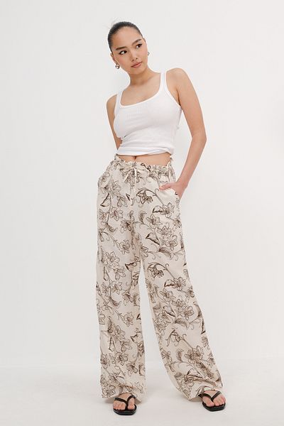 Addax Patterned Wide Leg Trousers Pn13949