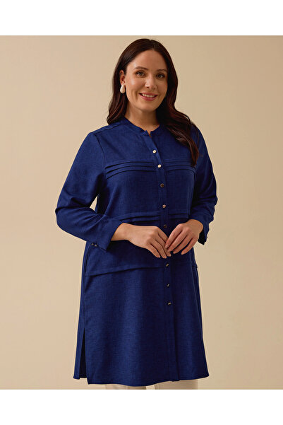 Gala-Xi Plus Size Buttoned Tunic with Pocket Detail
