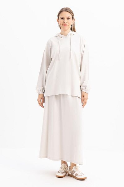 ALLDAY Stone-Hooded Lycra Skirt Suit