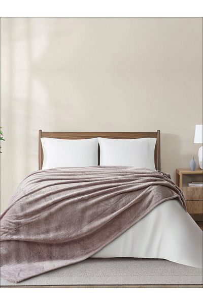 Donetella King Size Fleece Blanket 210x240 cm, Waffle Texture Soft & Cozy, 350 GSM for Bed & Sofa